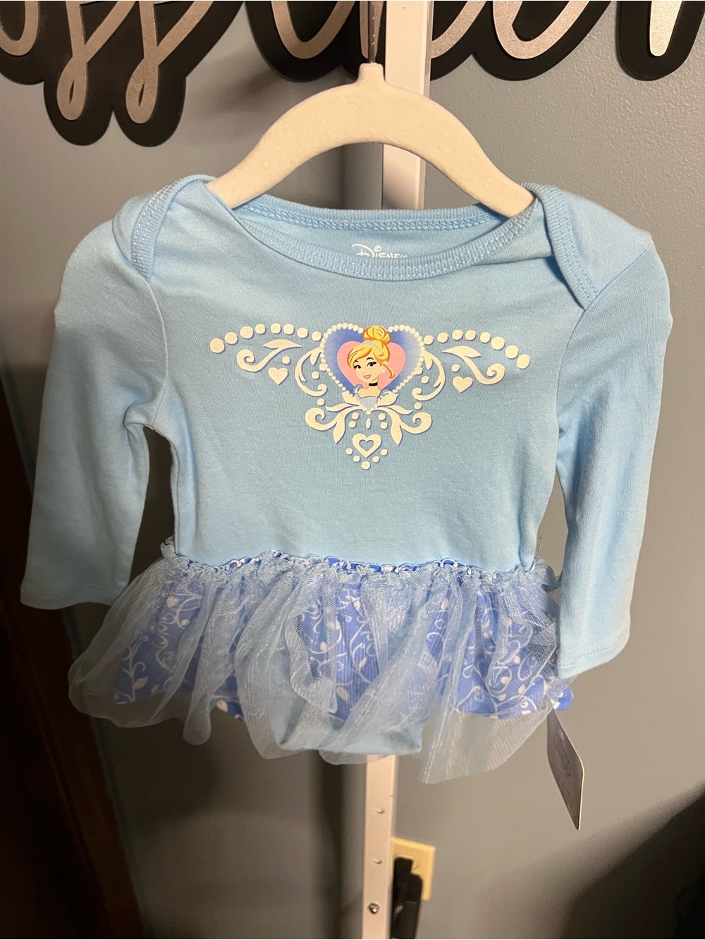 Disney Light Blue Cinderella Princess Tutu Onesie Dress 6-9 months NWT